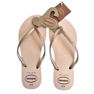 Havaianas Ballet Rose Pink Slim Glitter Flip Flops W 11/12 Sandals Beach Summer